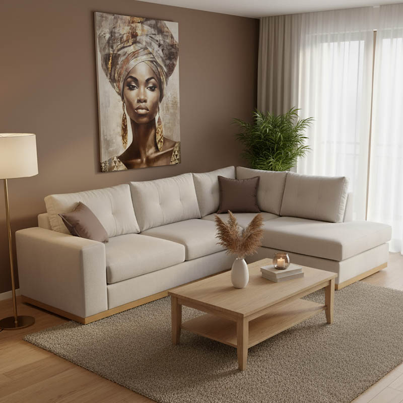 Γωνιακός καναπές αριστερή γωνία Boston pakoworld ύφασμα cream-mocha 280x225x90εκ 1