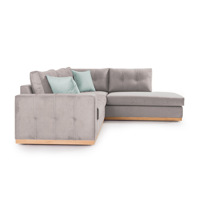 Γωνιακός καναπές αριστερή γωνία Boston pakoworld ύφασμα elephant-ciel 280x225x90εκ 4