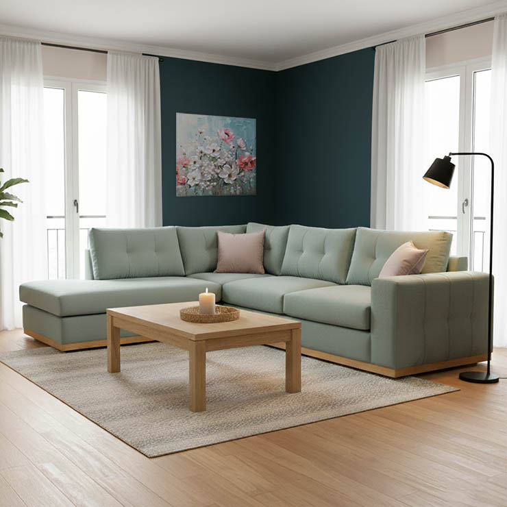 Γωνιακός καναπές δεξιά γωνία Boston pakoworld ύφασμα ciel-cream 280x225x90εκ 1