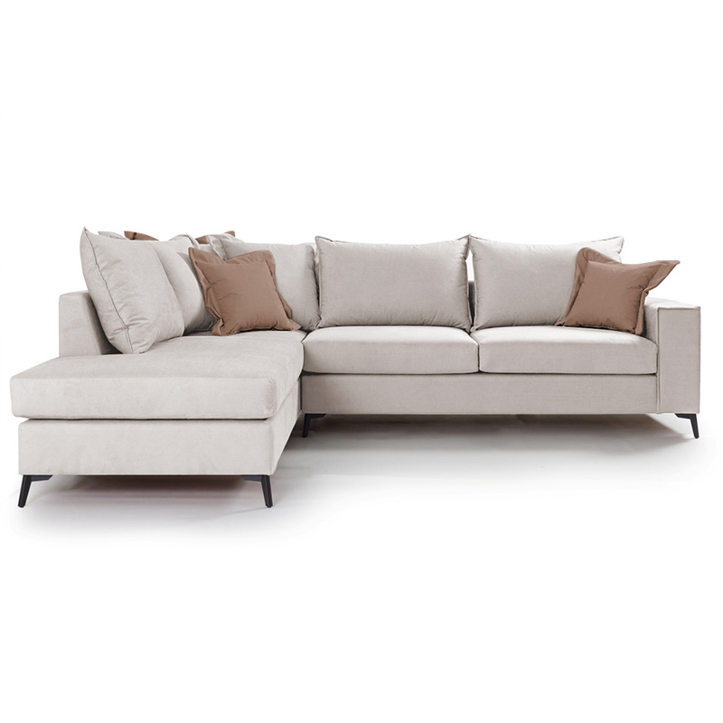 Γωνιακός καναπές δεξιά γωνία Romantic pakoworld ύφασμα cream-mocha 290x235x95εκ 3