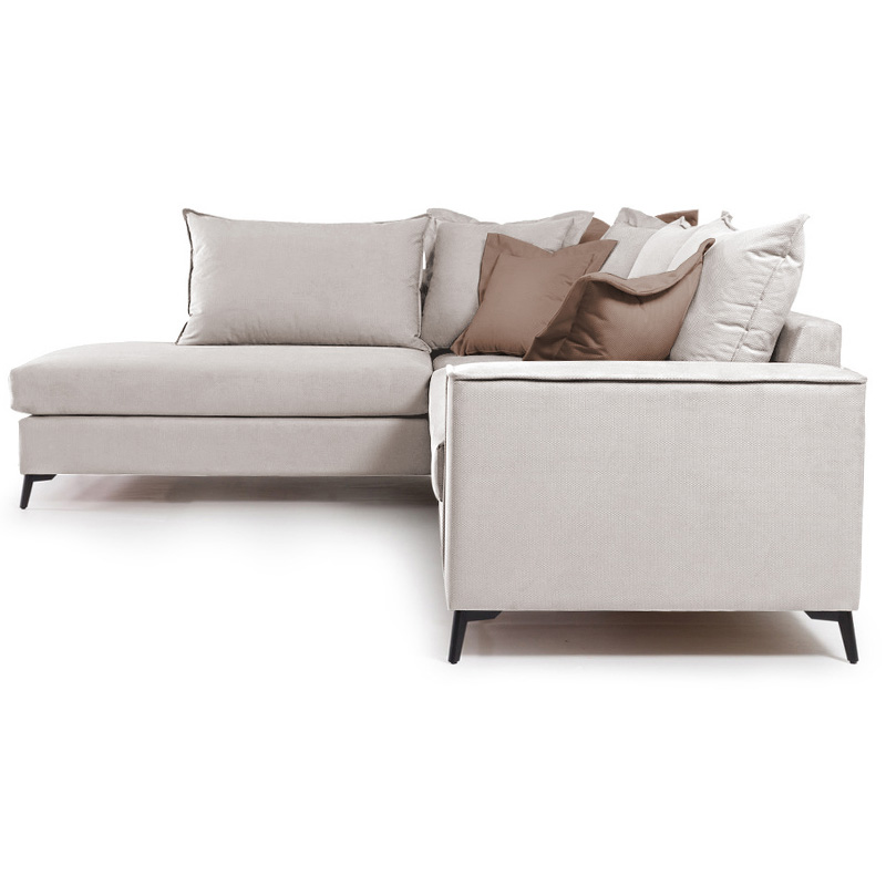 Γωνιακός καναπές δεξιά γωνία Romantic pakoworld ύφασμα cream-mocha 290x235x95εκ 4