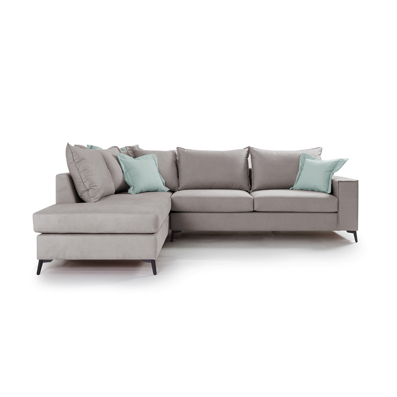 Γωνιακός καναπές δεξιά γωνία Romantic pakoworld ύφασμα elephant-ciel 290x235x95εκ 3