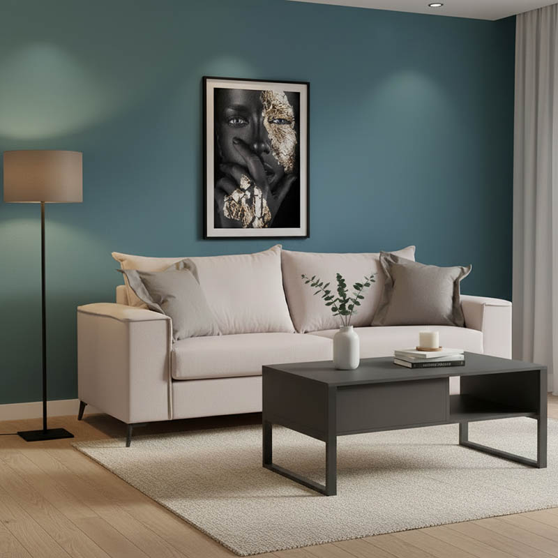 Καναπές Verona 3θέσιος cream - μαξιλάρια mocha 225x93x100εκ 2