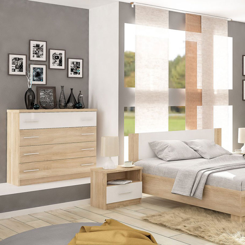 Κομοδίνο Geneva pakoworld φυσικό-λευκό 50x37x45.5εκ 2