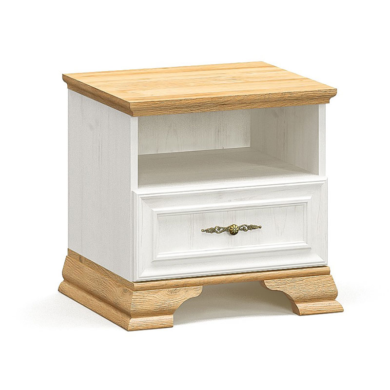 Κομοδίνο Jaden pakoworld golden oak-λευκό antique 49x41x47εκ 1