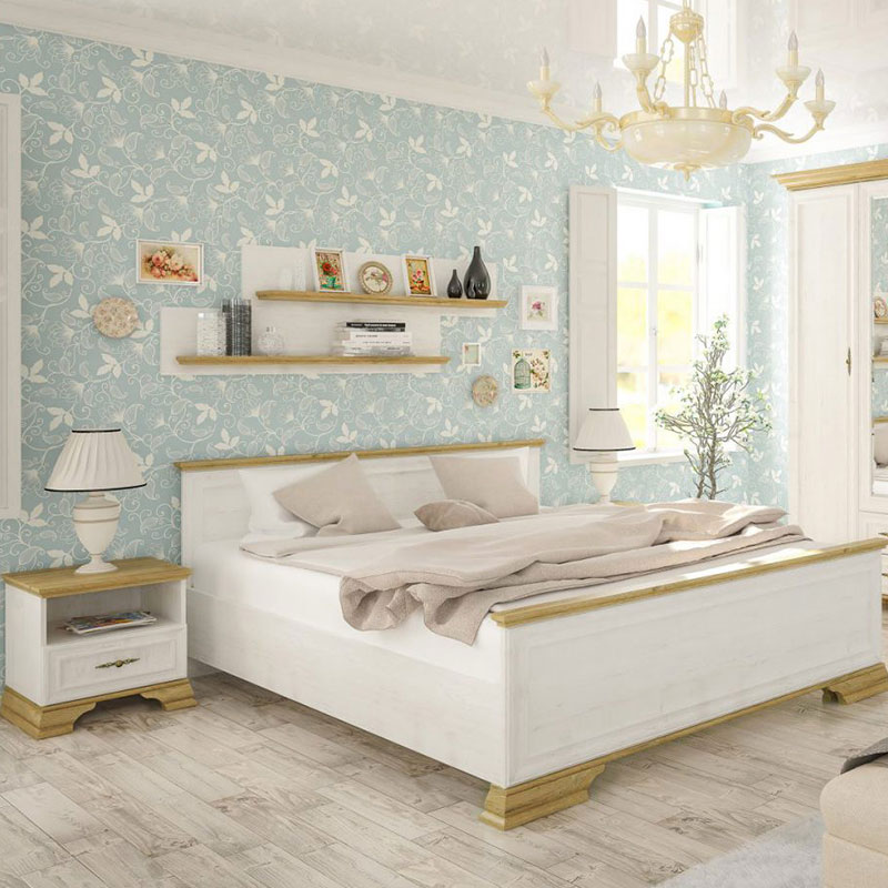 Κομοδίνο Jaden pakoworld golden oak-λευκό antique 49x41x47εκ 2