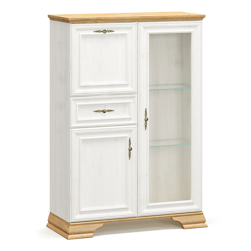 Βιτρίνα Jaden pakoworld golden oak-λευκό antique 93,5x39x133εκ 1