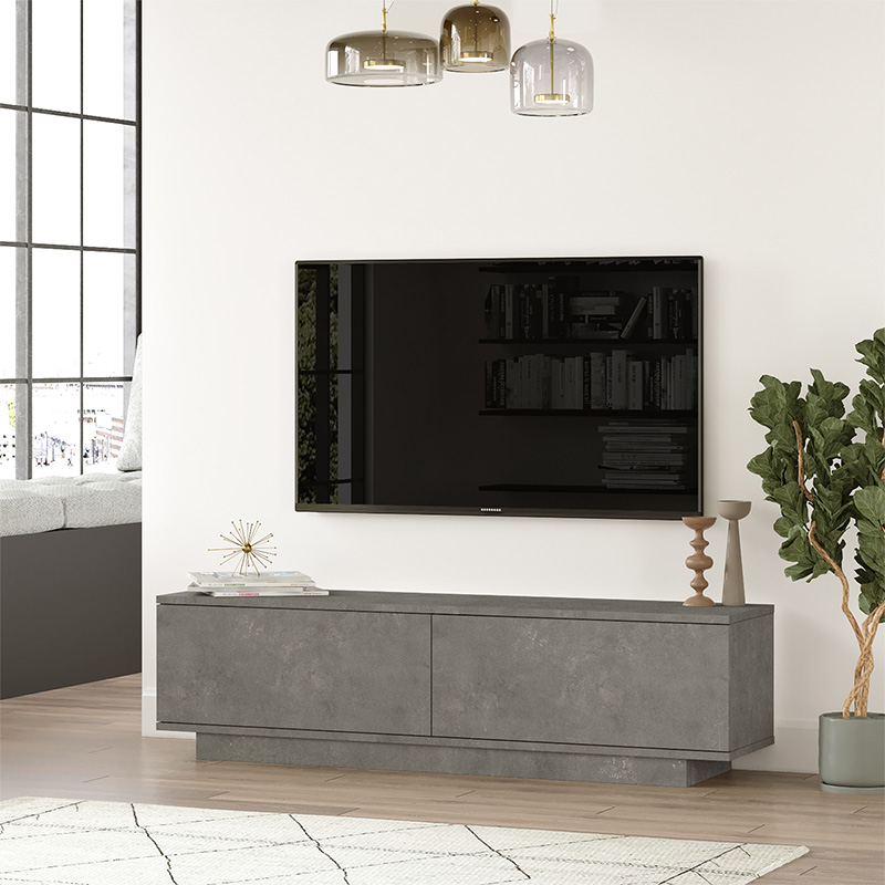 Έπιπλο τηλεόρασης Zoeva pakoworld γκρι cemento 140x35,5x38εκ 2