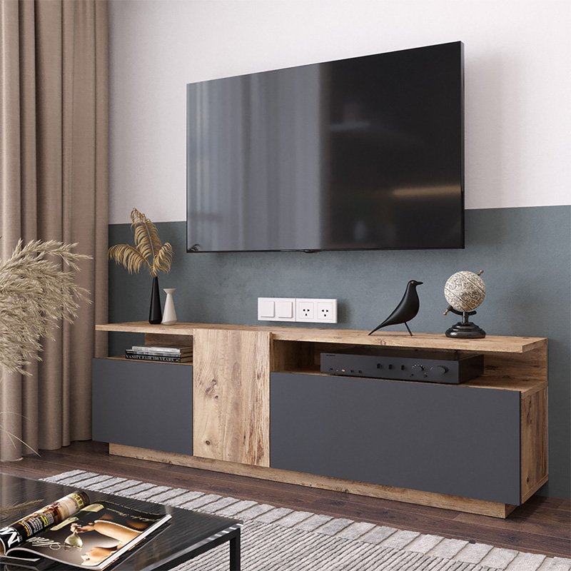 Έπιπλο τηλεόρασης Elana pakoworld sonoma-ανθρακί 150x29.5x46.3εκ 4