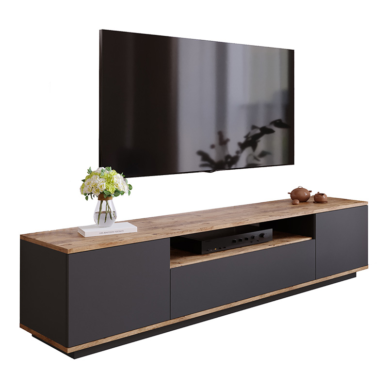 Έπιπλο τηλεόρασης Soren pakoworld sonoma-ανθρακί 180x.44.5x44.6εκ 3