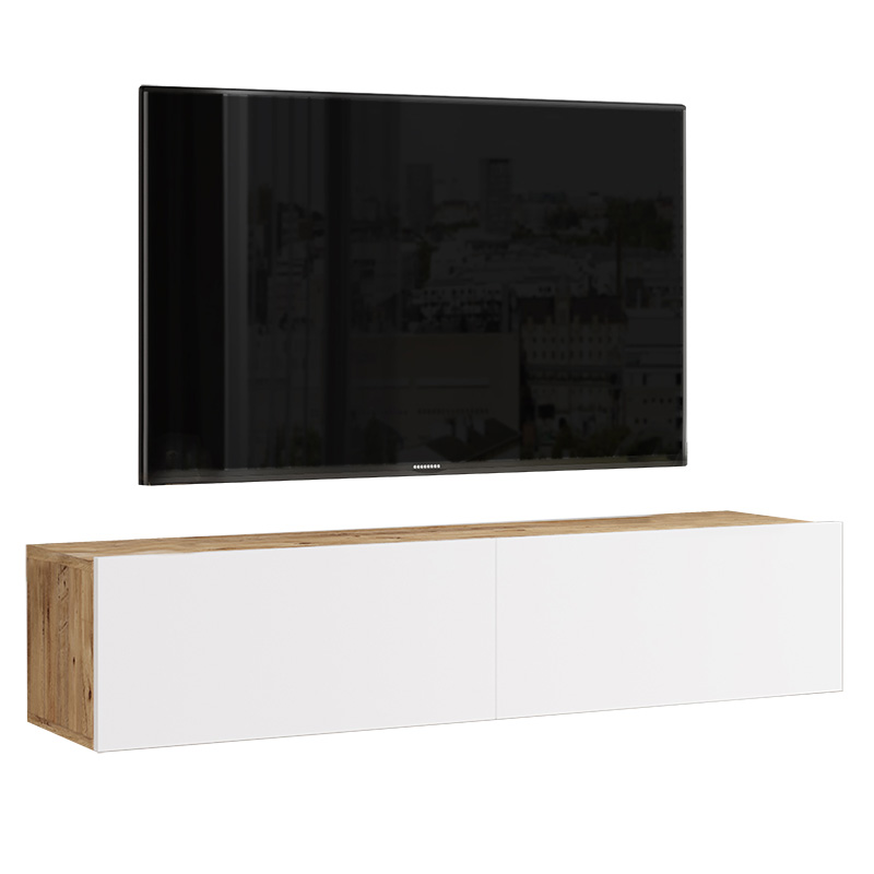 Έπιπλο τηλεόρασης επιτοίχιο Serit pakoworld λευκό-sonoma 140x31.6x29.6εκ 1