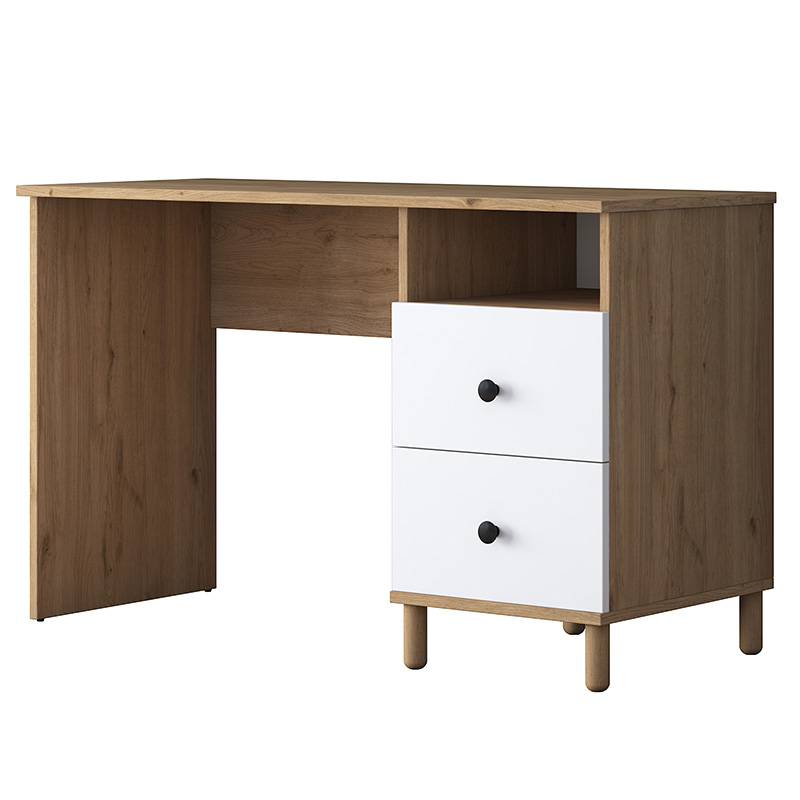 Γραφείο με βιβλιοθήκη Goldie pakoworld λευκό-φυσικό 160x50x161.8εκ 6