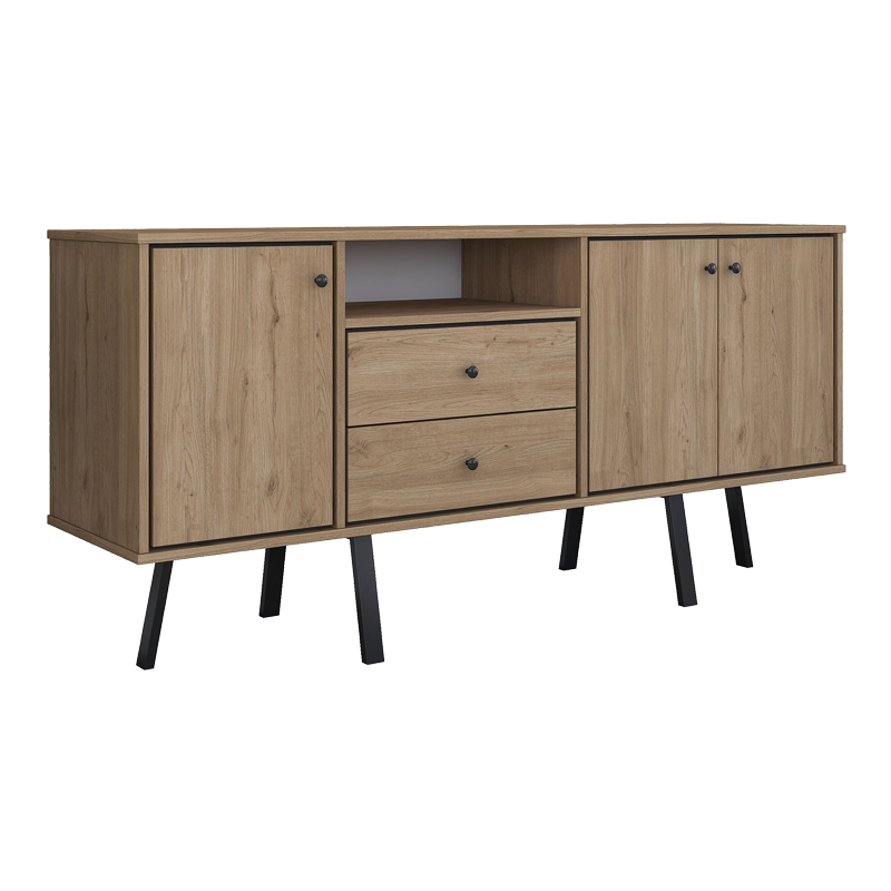 Μπουφές  καρυδί μελαμίνης-ανθρακί μεταλλικό πόδι 180x45x83.6εκ 1