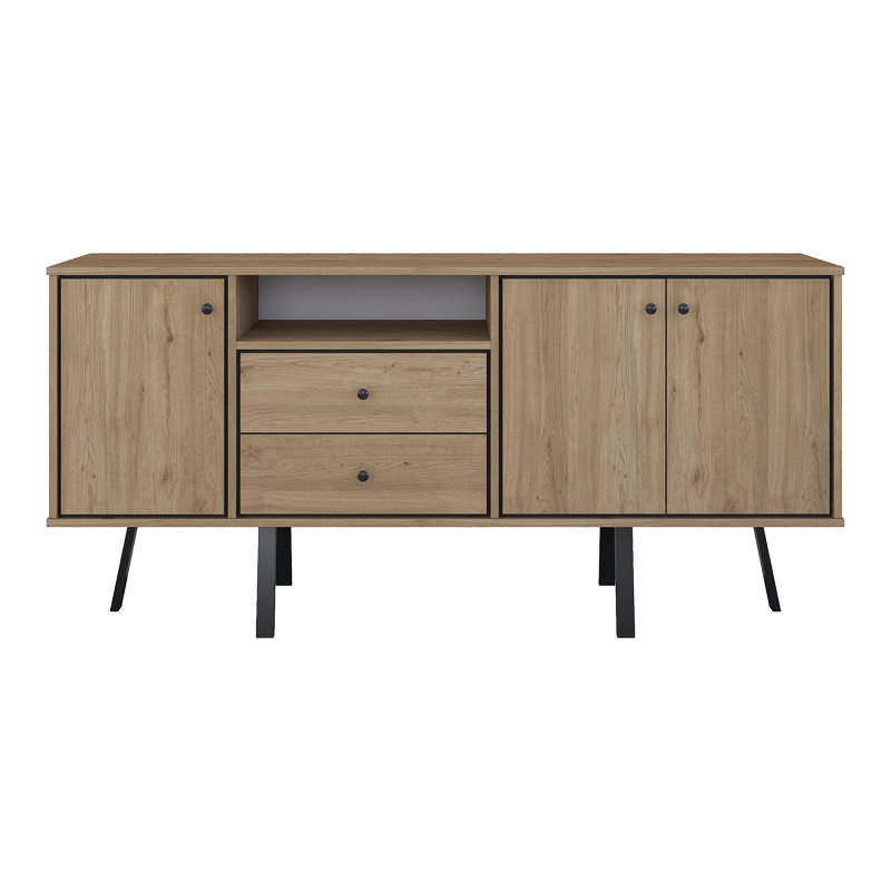 Μπουφές  καρυδί μελαμίνης-ανθρακί μεταλλικό πόδι 180x45x83.6εκ 4