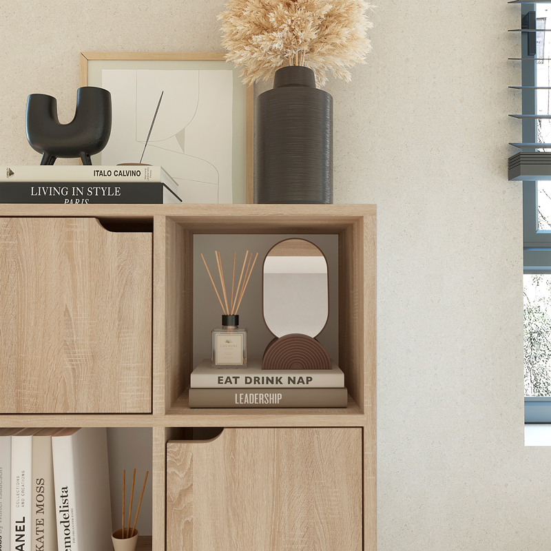Βιβλιοθήκη Bookel pakoworld μελαμίνης σε sonoma απόχρωση 59.5x27.5x89εκ 4