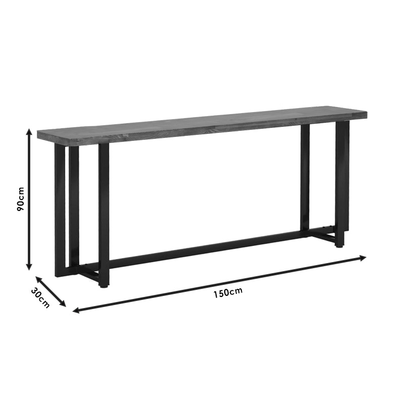 Κονσόλα Dice pakoworld μασίφ ξύλο πεύκου καρυδί-μαύρο 150x30x90εκ 3