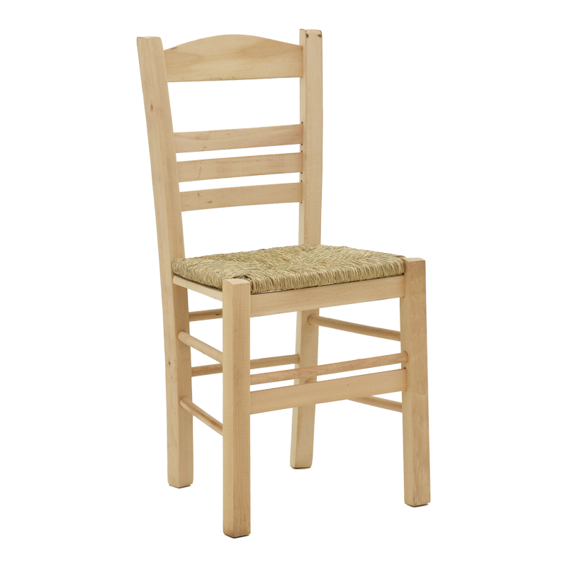 Καρέκλα καφενείου με ψάθα Επιλοχία pakoworld άβαφο ξύλο 42x40x89εκ 1