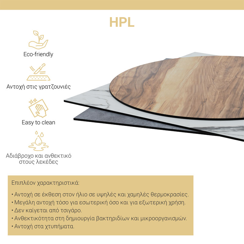 Επιφάνεια τραπεζιού Portico pakoworld HPL wenge 69x69εκ πάχους 12mm 3