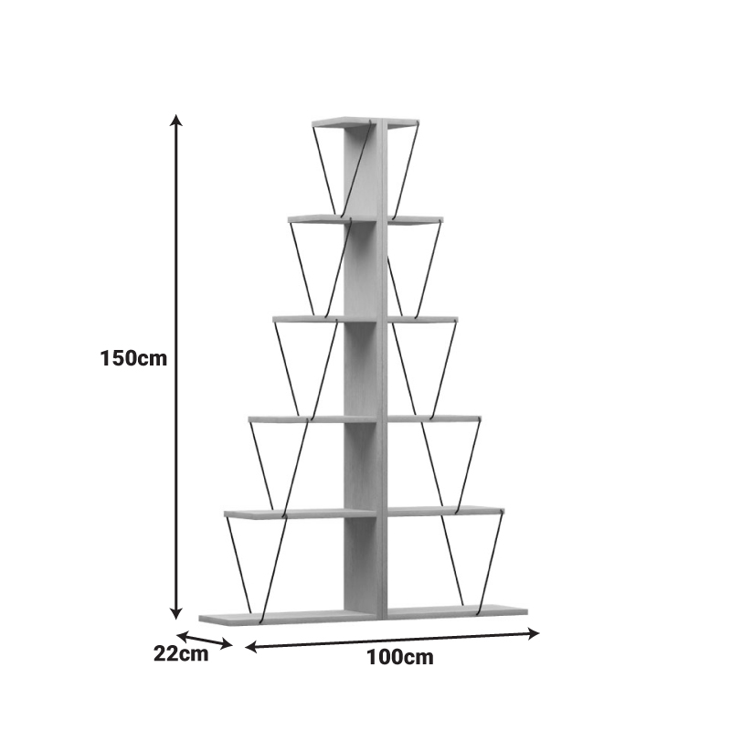 Βιβλιοθήκη mini Tars pakoworld sonoma-μαύρο 100x22x150εκ 4