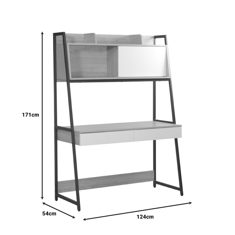 Γραφείο εργασίας Jersey pakoworld μελαμίνη σε φυσική-λευκή απόχρωση και ανθρακί μέταλλο 124x54x171εκ 7