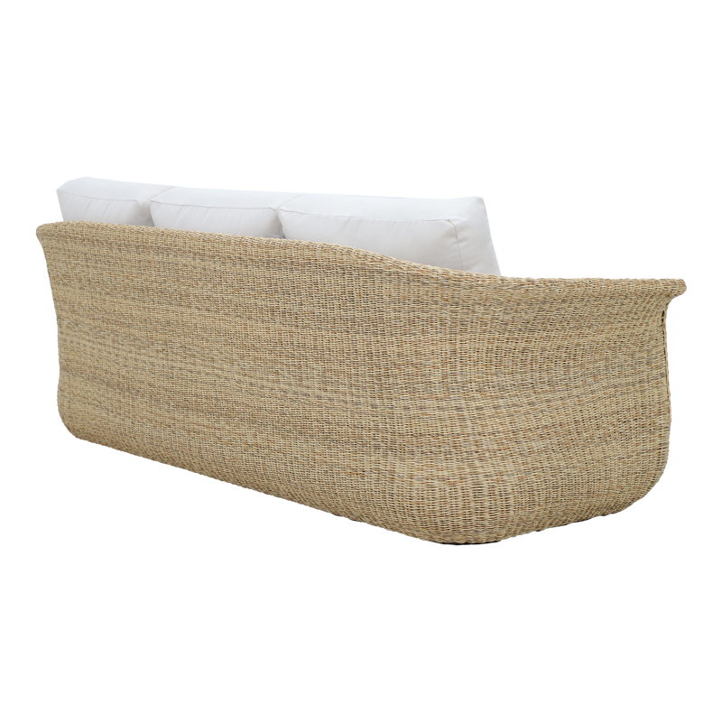 Καναπές τριθέσιος Gogi pakoworld αλουμίνιο-συνθετικό wicker σε φυσικό χρώμα-μπεζ ύφασμα 225x83x73εκ 3