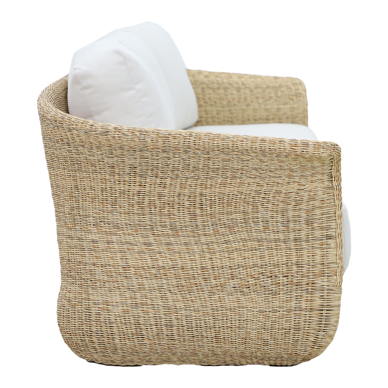 Καναπές τριθέσιος Gogi pakoworld αλουμίνιο-συνθετικό wicker σε φυσικό χρώμα-μπεζ ύφασμα 225x83x73εκ 4