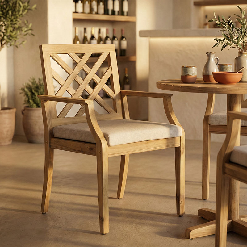 Πολυθρόνα Bolen pakoworld μασίφ ξύλο ακακίας-μπεζ ύφασμα 59x63.2x90εκ 2