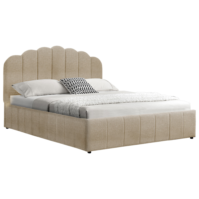 Κρεβάτι Tatiana pakoworld ύφασμα μπεζ με αποθηκευτικό χώρο 160x200εκ 1