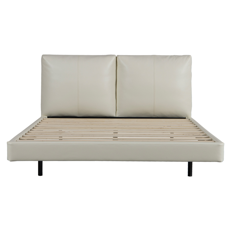 Κρεβάτι διπλό Jessie pakoworld floating style με led-PU εκρού 160x200εκ 4