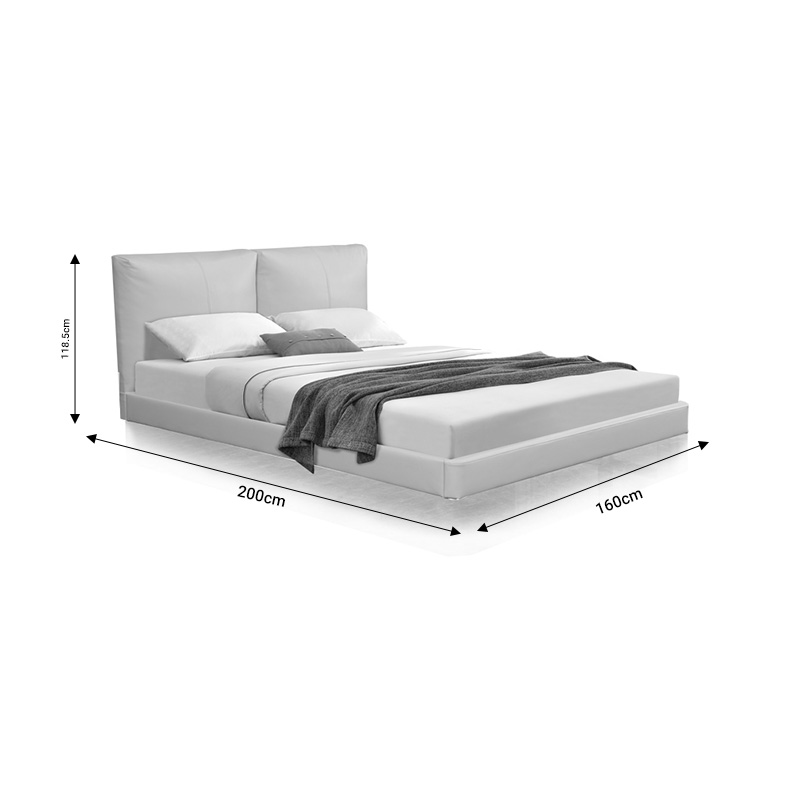 Κρεβάτι διπλό Jessie pakoworld floating style με led-PU εκρού 160x200εκ 8