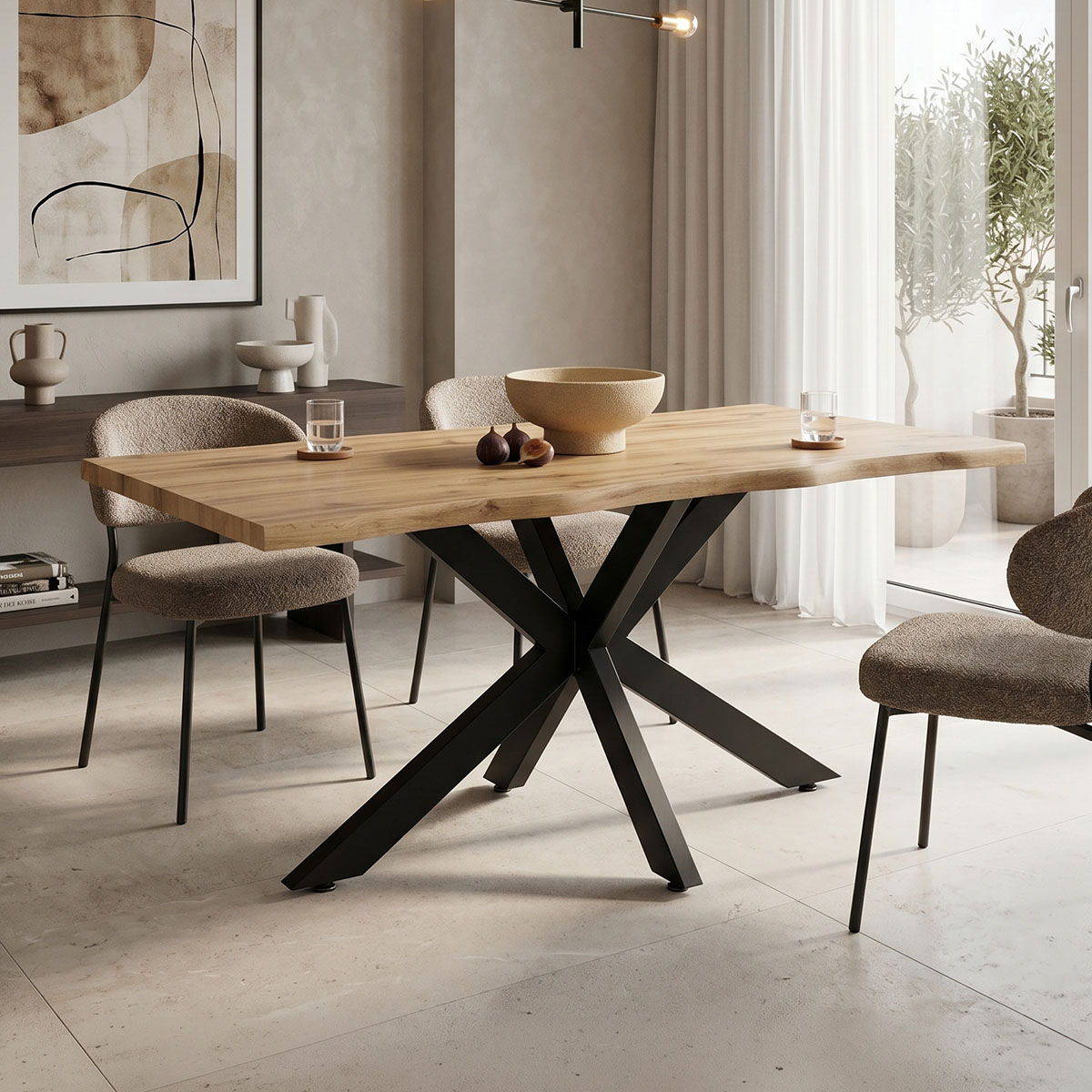 Tραπέζι Gilman pakoworld MDF sonoma-μαύρο 150x90x75εκ 1