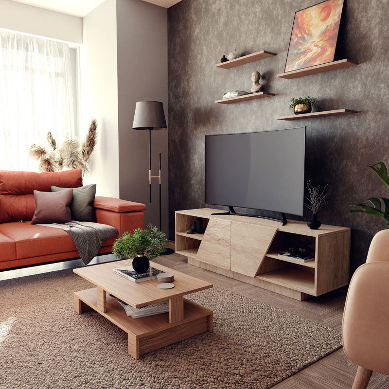 Έπιπλο τηλεόρασης Stevie pakoworld sonoma 160x40x50εκ 2