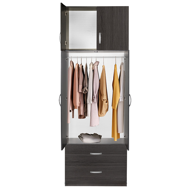 Ντουλάπα δίφυλλη και πατάρι Zelia pakoworld wenge 79x42x240εκ. 2