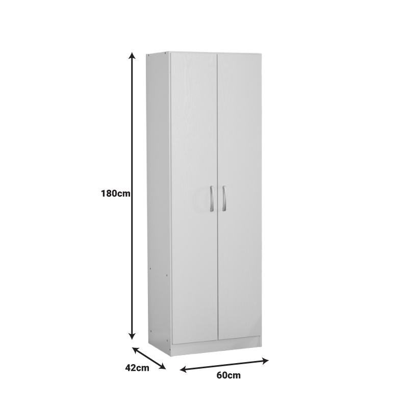 Ντουλάπα Jonar pakoworld δίφυλλη λευκό χρώμα μελαμίνης 60x42x180εκ 4