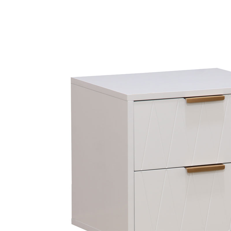 Κομοδίνο Culture pakoworld με 2 συρτάρια λευκό-χρυσό 40x35x52εκ 3