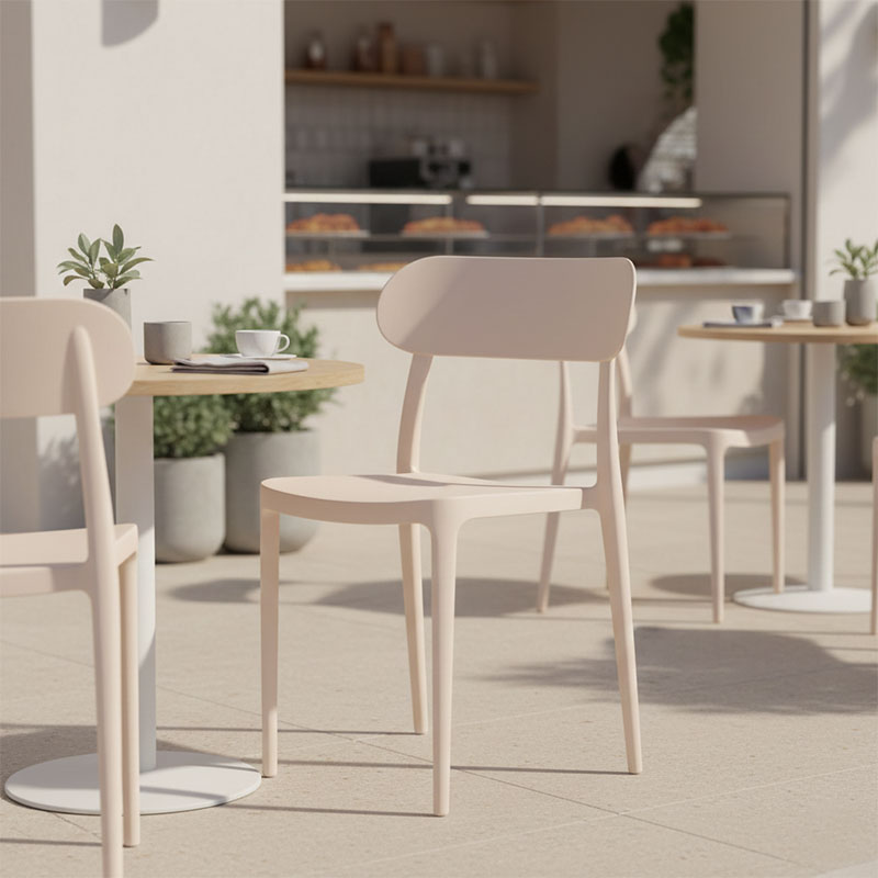 Καρέκλα Amvroan στοιβαζόμενη pakoworld με UV protection cappuccino pp 51x49x79.5εκ 2