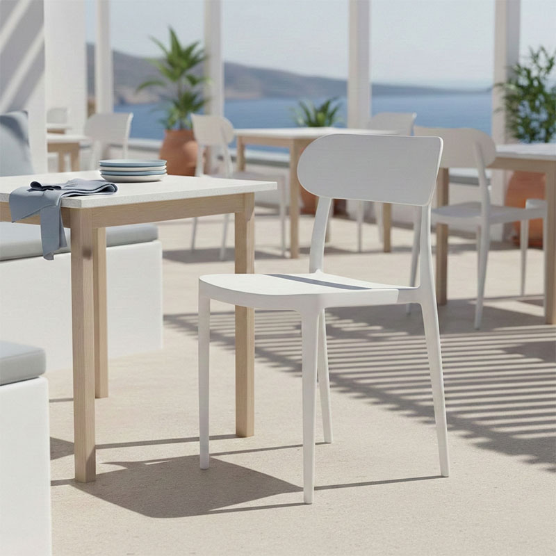 Καρέκλα Amvroan στοιβαζόμενη pakoworld με UV protection λευκό pp 51x49x79.5εκ 2
