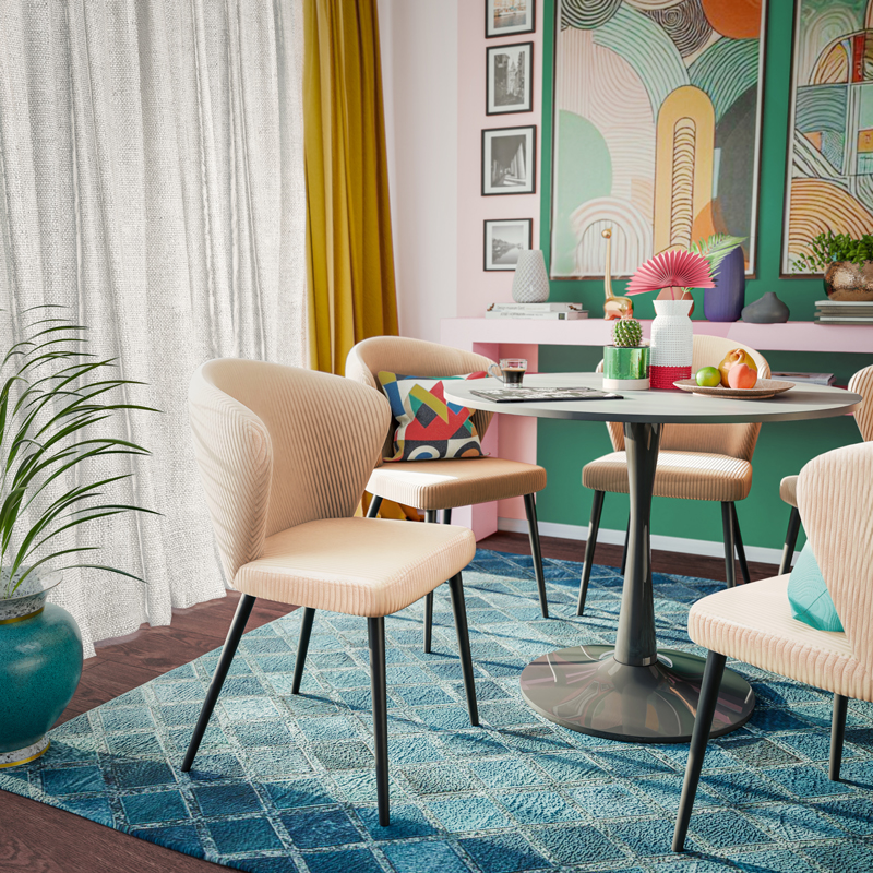 Καρέκλα Mattia pakoworld κρεμ ύφασμα-πόδι μαύρο μέταλλο 55x53x80εκ 2