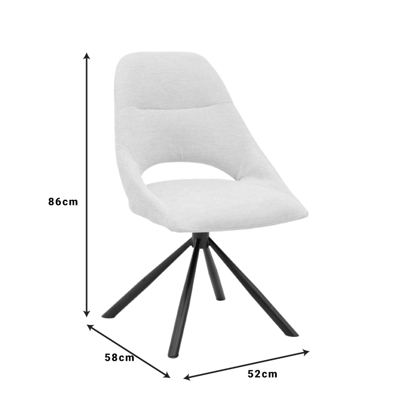 Καρέκλα Luciano pakoworld ύφασμα σε κρεμ απόχρωση και μαύρο μεταλλικό πόδι περιστρεφόμενη 52x58x86εκ 8