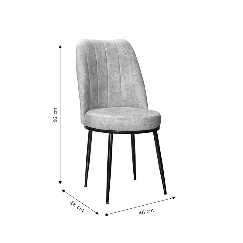 Καρέκλα Farell I pakoworld ύφασμα εκρού antique-μεταλλικό μαύρο πόδι 7