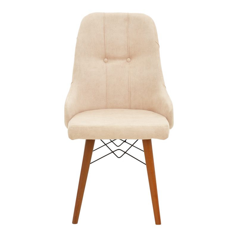 Καρέκλα Elif pakoworld εκρού ύφασμα-καρυδί πόδι 46x50x97εκ 4