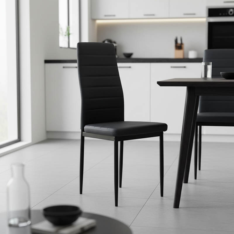 Καρέκλα Parker pakoworld PU ανθρακί-μαύρο πόδι 42x48x98εκ 2