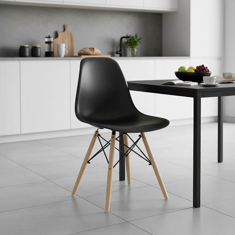 Καρέκλα Julita pakoworld PP μαύρο-φυσικό πόδι 46x50x82εκ 2