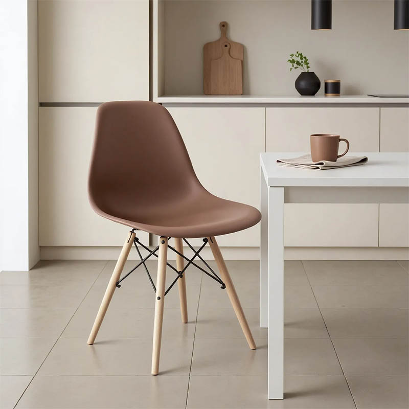 Καρέκλα Julita pakoworld PP καφέ-φυσικό πόδι 46x50x82εκ 2