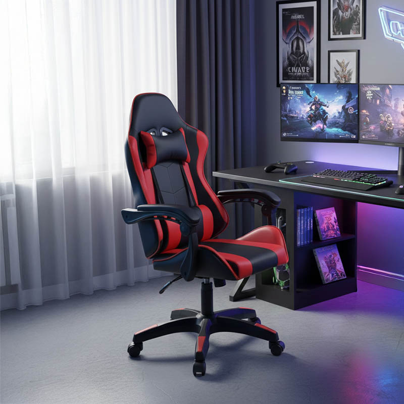 Καρέκλα γραφείου gaming William pakoworld PU μαύρο-κόκκινο 2