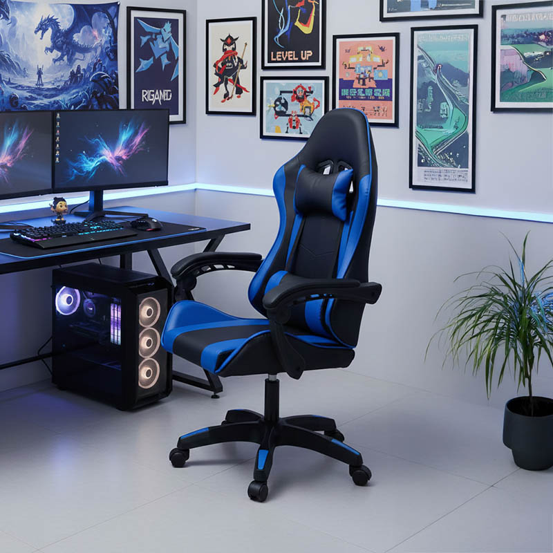 Καρέκλα γραφείου gaming William pakoworld PU μαύρο-μπλε 2
