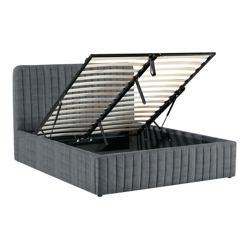 Κρεβάτι διπλό Zilin pakoworld ύφασμα ανθρακί με αποθηκευτικό χώρο 160x200εκ 4