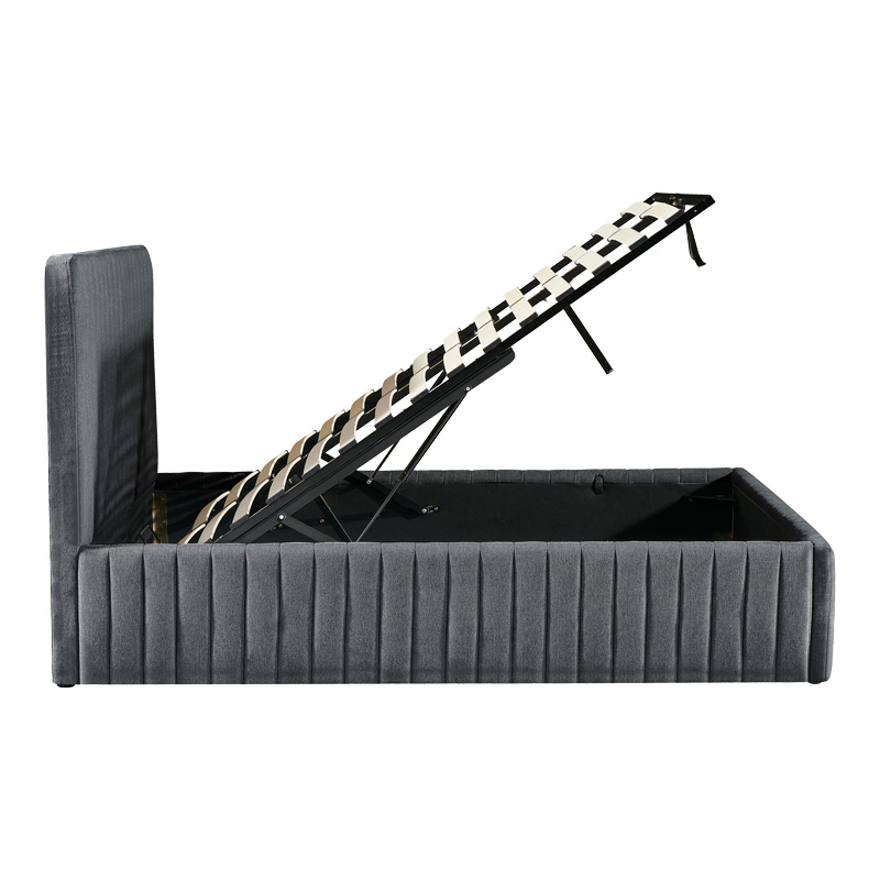 Κρεβάτι διπλό Zilin pakoworld ύφασμα ανθρακί με αποθηκευτικό χώρο 160x200εκ 5