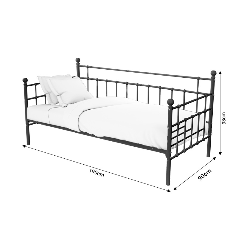 Καναπές-κρεβάτι Havelock pakoworld μαύρο μεταλλικό 90x190 5