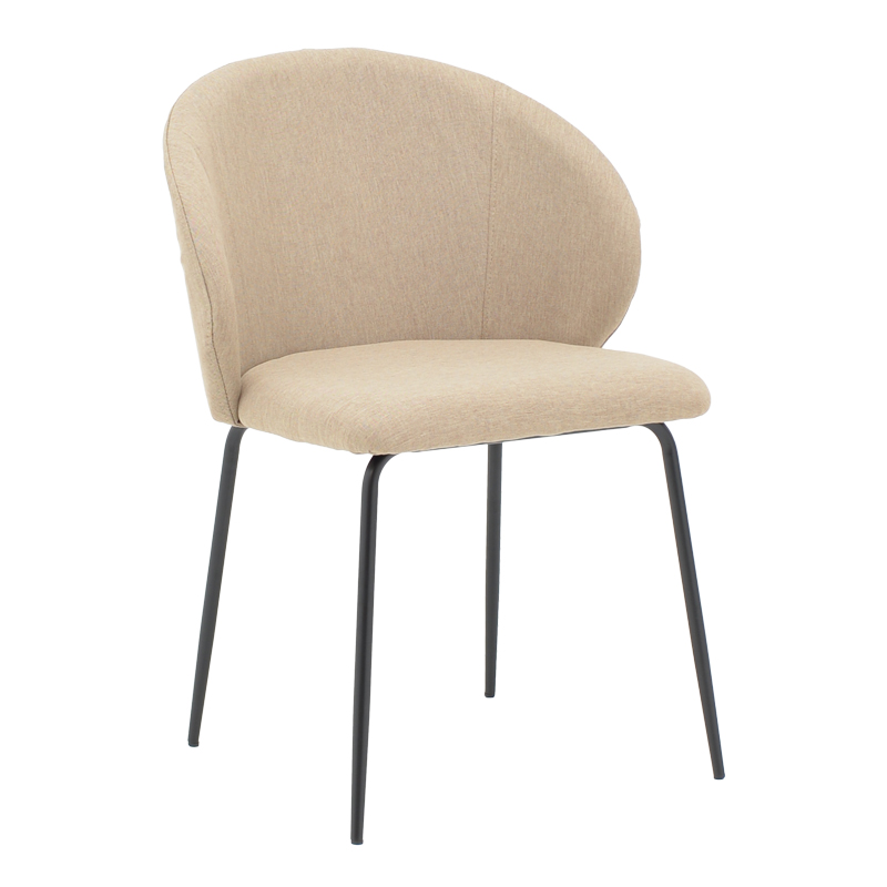 Καρέκλα Olympian pakoworld ύφασμα σε μπεζ απόχρωση με μαύρο μεταλλικό πόδι 50x55x83εκ 1